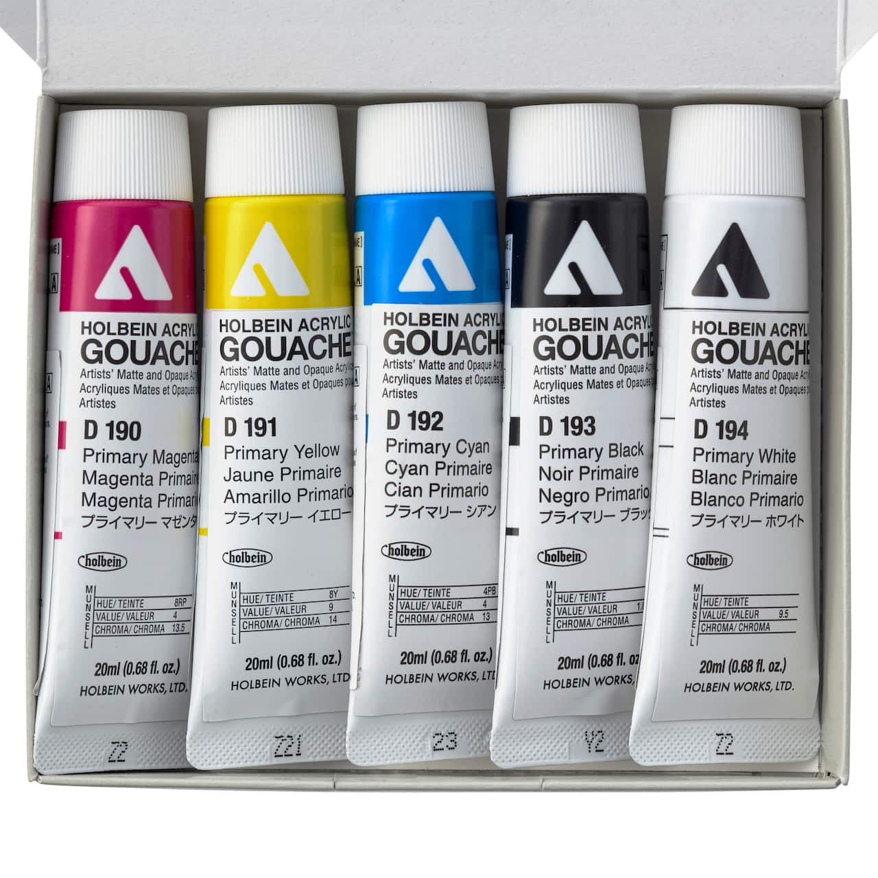Holbein Artist Acrylic Gouache Primary 5 Mixing Colors Set